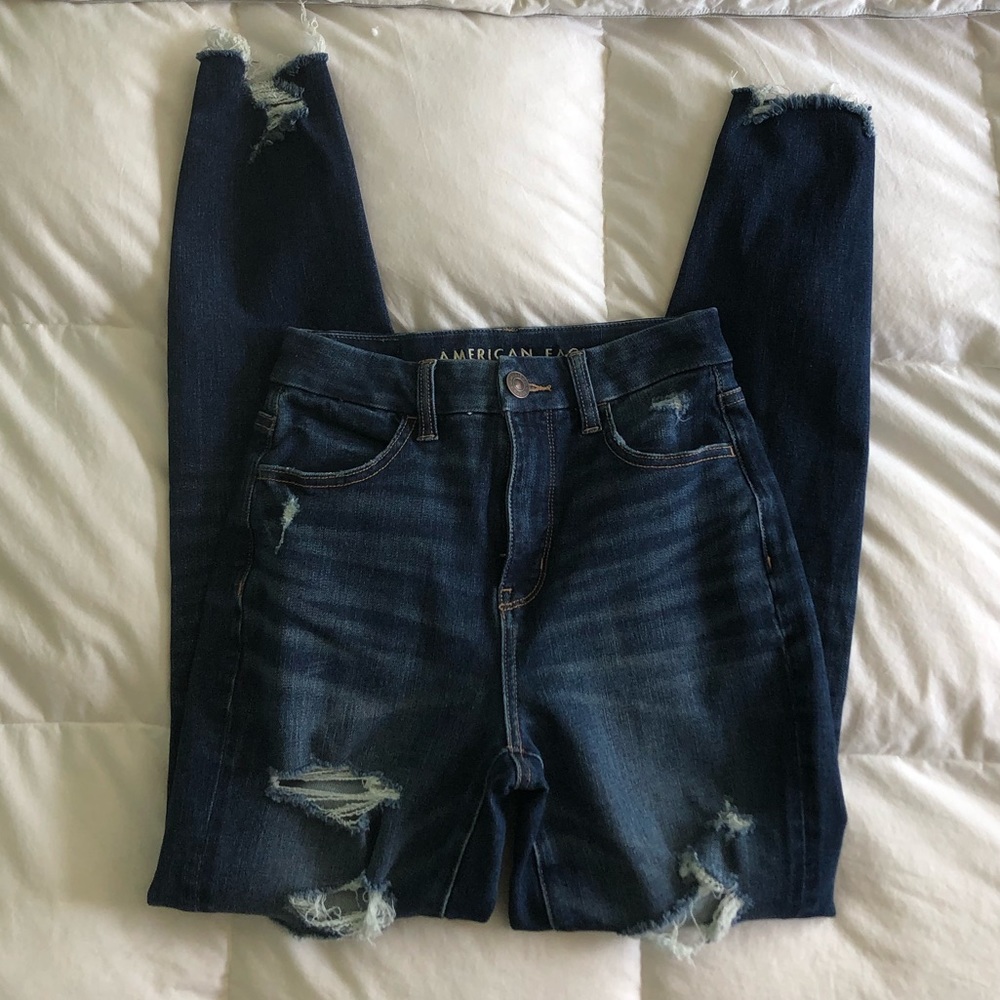 American Eagle 🦅 women’s distressed curvy hi-rise jeggings jeans size 00.
